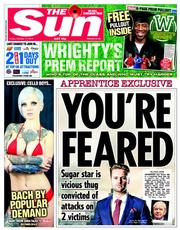 The Sun (UK) Newspaper Front Page for 17 October 2014