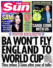 The Sun (UK) Newspaper Front Page for 17 December 2013