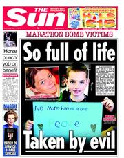 The Sun (UK) Newspaper Front Page for 17 April 2013
