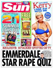 The Sun (UK) Newspaper Front Page for 17 May 2014