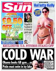 The Sun (UK) Newspaper Front Page for 17 June 2013