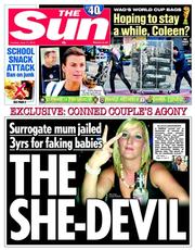 The Sun (UK) Newspaper Front Page for 17 June 2014