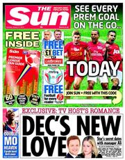 The Sun (UK) Newspaper Front Page for 17 August 2013