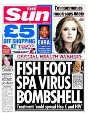 The Sun (UK) Newspaper Front Page for 18 October 2011