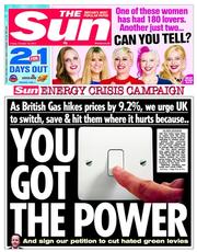 The Sun (UK) Newspaper Front Page for 18 October 2013