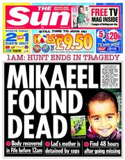 The Sun (UK) Newspaper Front Page for 18 January 2014