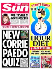 The Sun (UK) Newspaper Front Page for 18 May 2013
