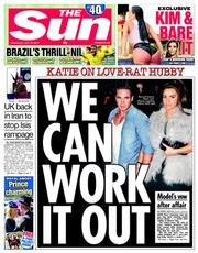 The Sun (UK) Newspaper Front Page for 18 June 2014