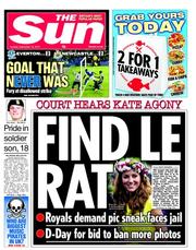 The Sun (UK) Newspaper Front Page for 18 September 2012