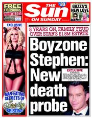 The Sun (UK) Newspaper Front Page for 19 October 2014