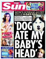 The Sun (UK) Newspaper Front Page for 19 February 2014
