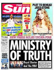 The Sun (UK) Newspaper Front Page for 19 March 2013