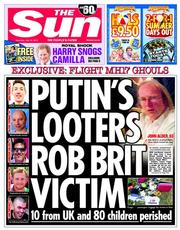 The Sun (UK) Newspaper Front Page for 19 July 2014