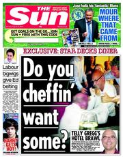 The Sun (UK) Newspaper Front Page for 19 August 2013