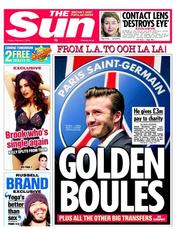 The Sun (UK) Newspaper Front Page for 1 February 2013