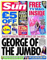 The Sun (UK) Newspaper Front Page for 1 February 2014