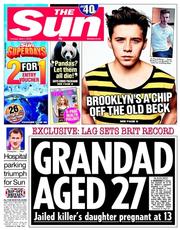 The Sun (UK) Newspaper Front Page for 1 April 2014