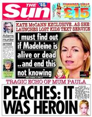 The Sun (UK) Newspaper Front Page for 1 May 2014