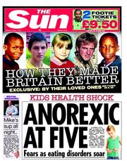 The Sun (UK) Newspaper Front Page for 1 August 2011