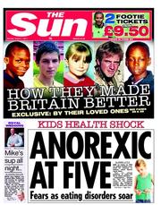 The Sun (UK) Newspaper Front Page for 1 August 2011
