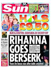 The Sun (UK) Newspaper Front Page for 1 September 2012