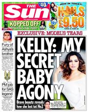 The Sun (UK) Newspaper Front Page for 1 September 2014