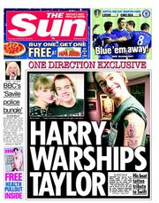 The Sun (UK) Newspaper Front Page for 20 December 2012