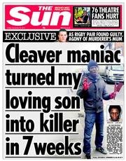 The Sun (UK) Newspaper Front Page for 20 December 2013