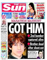 The Sun (UK) Newspaper Front Page for 20 April 2013