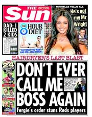 The Sun (UK) Newspaper Front Page for 20 May 2013