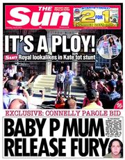 The Sun (UK) Newspaper Front Page for 20 July 2013