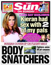 The Sun (UK) Newspaper Front Page for 20 July 2014