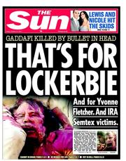 The Sun (UK) Newspaper Front Page for 21 October 2011