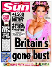 The Sun (UK) Newspaper Front Page for 21 October 2014