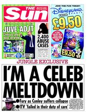 The Sun (UK) Newspaper Front Page for 21 November 2012