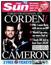 The Sun (UK) Newspaper Front Page for 21 March 2014