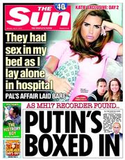 The Sun (UK) Newspaper Front Page for 21 July 2014