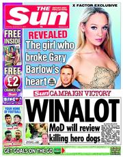 The Sun (UK) Newspaper Front Page for 21 September 2013