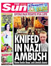 The Sun (UK) Newspaper Front Page for 23 November 2012