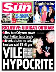 The Sun (UK) Newspaper Front Page for 23 January 2014