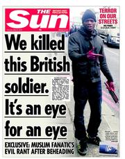 The Sun (UK) Newspaper Front Page for 23 May 2013