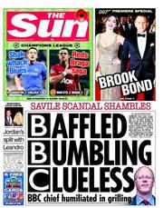 The Sun (UK) Newspaper Front Page for 24 October 2012