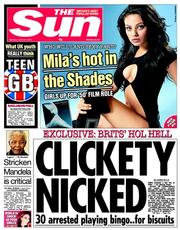 The Sun (UK) Newspaper Front Page for 24 June 2013