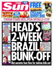 The Sun (UK) Newspaper Front Page for 24 June 2014