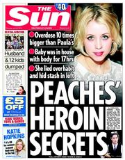 The Sun (UK) Newspaper Front Page for 24 July 2014