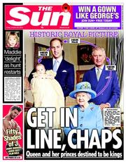 The Sun (UK) Newspaper Front Page for 25 October 2013