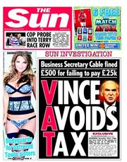 The Sun (UK) Newspaper Front Page for 26 October 2011