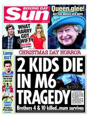 The Sun (UK) Newspaper Front Page for 26 December 2012