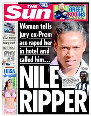 The Sun (UK) Newspaper Front Page for 26 February 2014