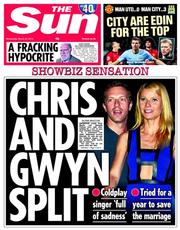 The Sun (UK) Newspaper Front Page for 26 March 2014